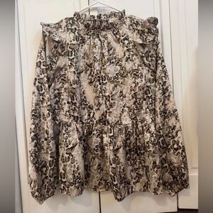 Leopard Print Ruffle Blouse